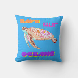 Cojín Decorativo Salvar a nuestra tortuga oceánica