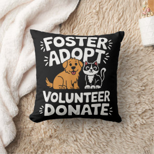 Cojín Decorativo Salvar Acogida de Mascotas Adoptar Ser Voluntario