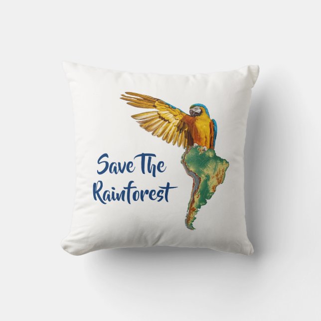 Cojín Decorativo Salvar la selva tropical (Anverso)