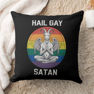 Cojín Decorativo Salve Satan Gay Divertido Cabra Gótico Gótica LGBT