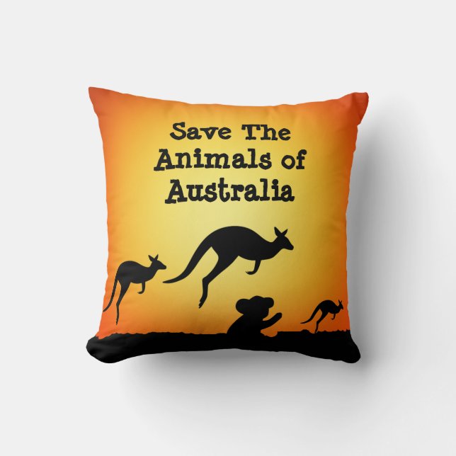 Cojín Decorativo Salvemos a los animales de Australia (Anverso)