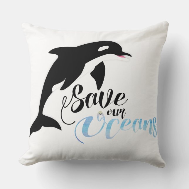Cojín Decorativo Salvemos nuestros océanos (Anverso)