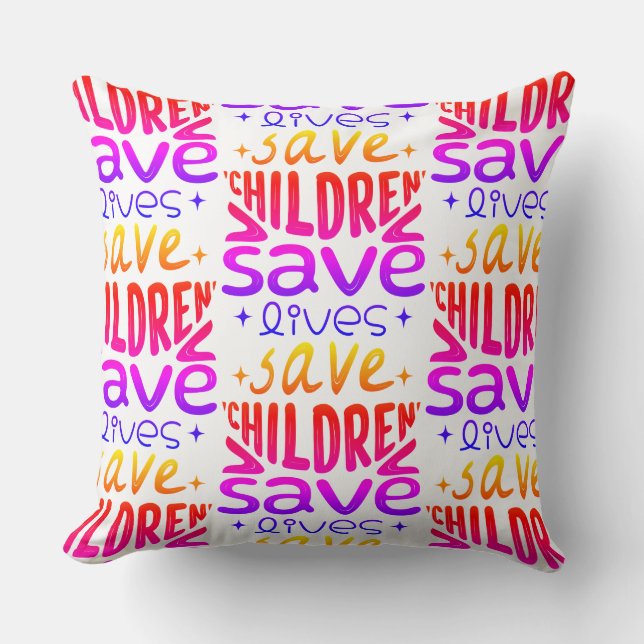 Cojín Decorativo Salven niños, salven vidas (Anverso)