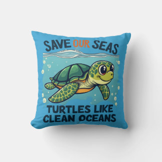 Cojín Decorativo Salven nuestros mares - Las tortugas como océanos