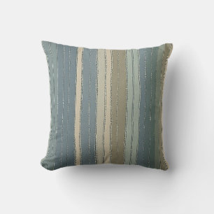 Cojín Decorativo Salvia azul teal y rayas beige