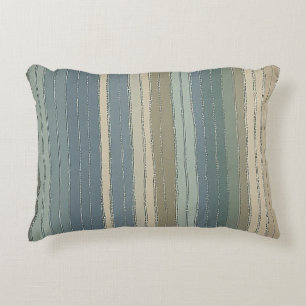 Cojín Decorativo Salvia azul teal y rayas beige