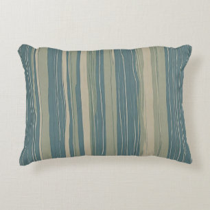 Cojín Decorativo Salvia azul teal y rayas beige