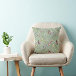 Cojín Decorativo Salvia de Flor Silvestre Verde Botánica