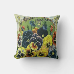 Cojín decorativo Salzer Fairy Pansies de 1880