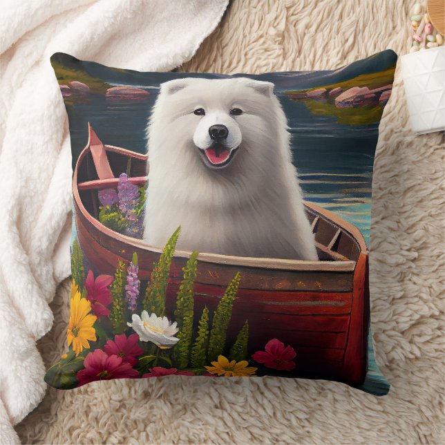 Cojín Decorativo Samoyed on a Paddle: Una aventura panorámica (Manta)
