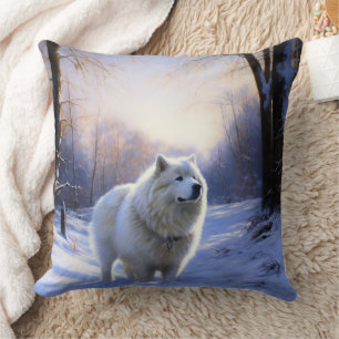 Cojín Decorativo Samoyedo Deja que nieve Navidad