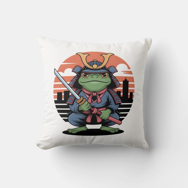 Cojín Decorativo Samurai Frog (Anverso)