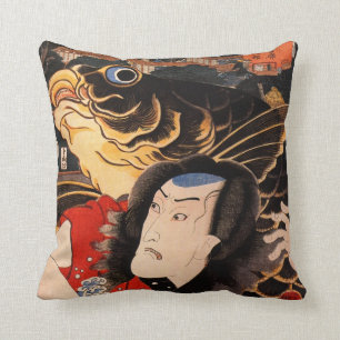 Cojín Decorativo Samurai y pescados japoneses de Koi