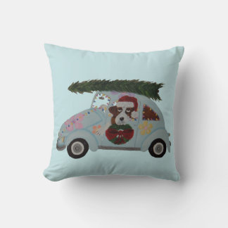 Cojín Decorativo San Bernardo en coche hippie en Navidad