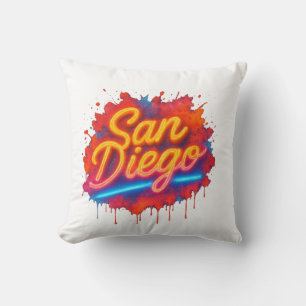 Cojín Decorativo San Diego Neon Street Art - Colorido guión retro