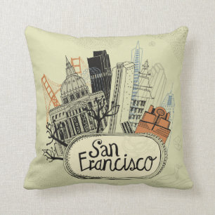 Cojín Decorativo San Francisco dibujado mano