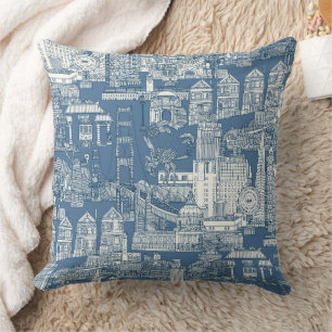 Cojín Decorativo San Francisco toile denim cobalto