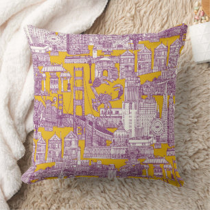 Cojín Decorativo San Francisco toile púrpura amarillo