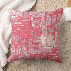 Cojín Decorativo San Francisco toile viva magenta rosa rosa