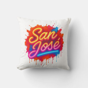 Cojín Decorativo San José Retro Neon Script Street Art Splash