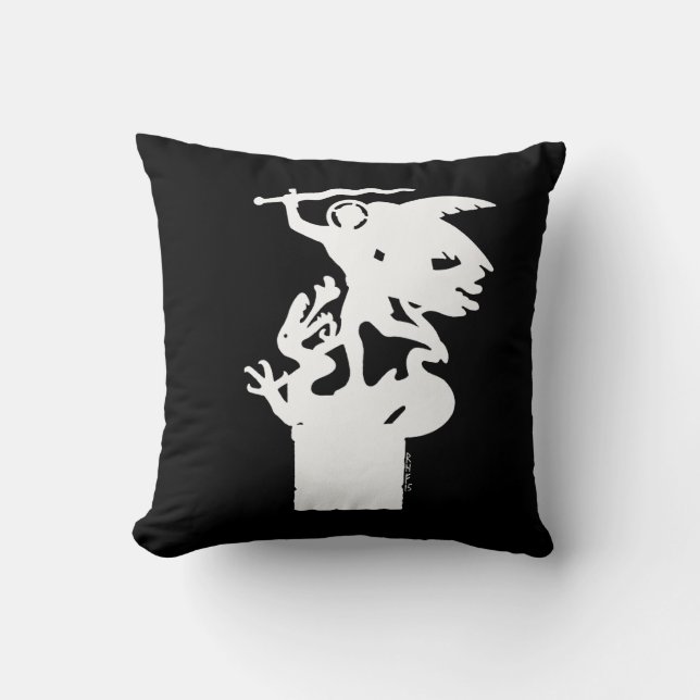 Cojín Decorativo San Miguel y Dragón (en blanco) (Anverso)