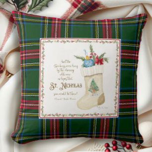 Cojín Decorativo San Nicolás Santa Navidades Stocking Tartan Plaid
