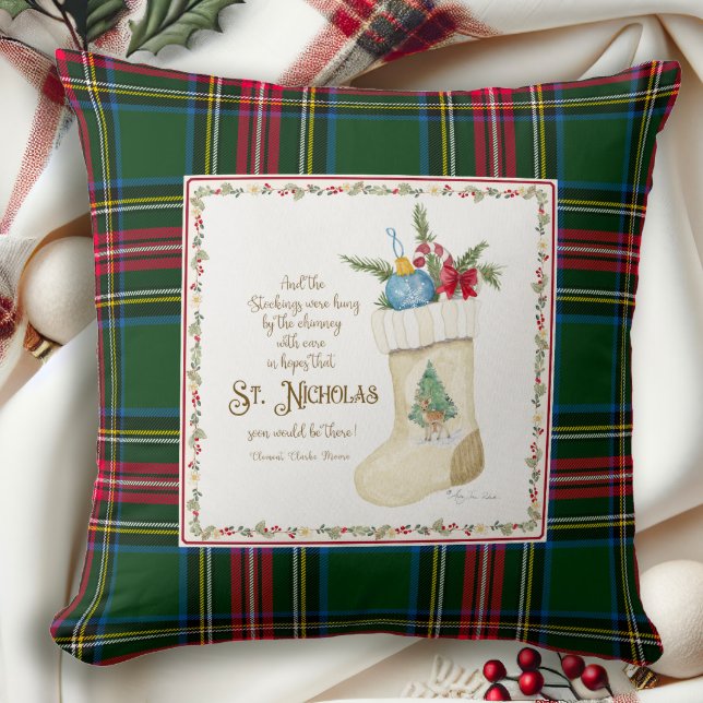 Cojín Decorativo San Nicolás Santa Navidades Stocking Tartan Plaid (Subido por el creador)