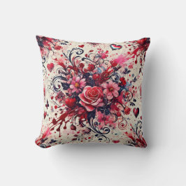 Cojín Decorativo San Valentín Bouquet / Rosa Splatter Art
