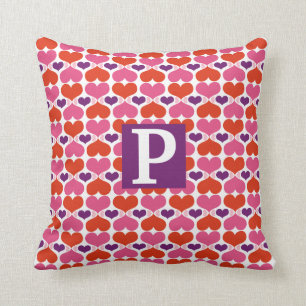 Cojín Decorativo San Valentín Corazones Quilt Monograma