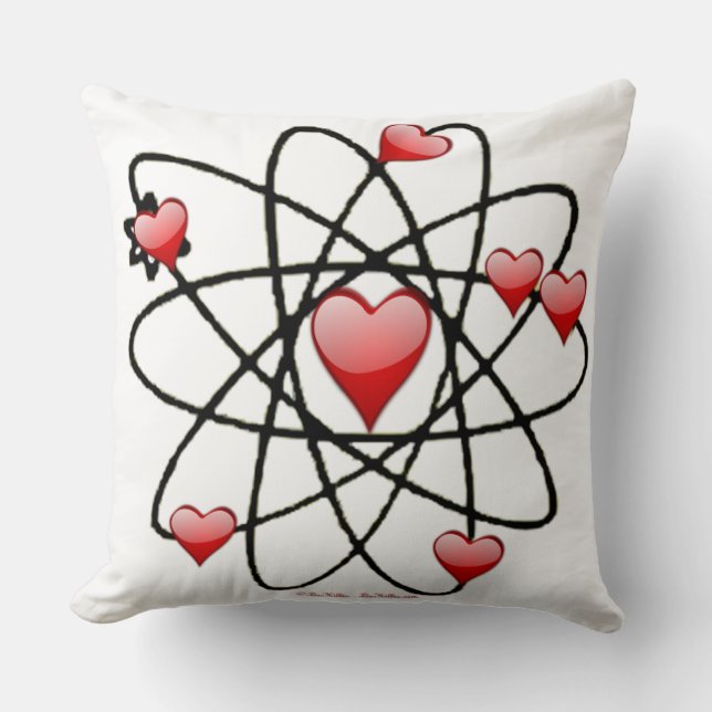Cojín Decorativo San Valentín Corazones Rojos Atómicos (Anverso)