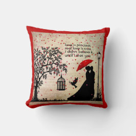 Cojín Decorativo San Valentín de poesía negra y beige de época