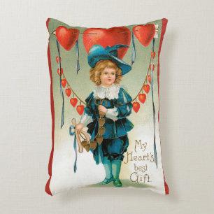 Cojín Decorativo San Valentín Vintage, Niño Victoriano con Corazone
