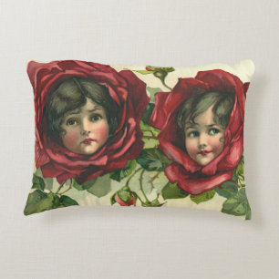 Cojín Decorativo San Valentín Vintage, Rostros Victorianos entre Ro
