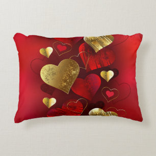 Cojín Decorativo San Valentines dorados y rojos