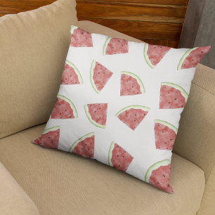 Cojín Decorativo Sandía jugosa de acuarela patrón de verano de frut