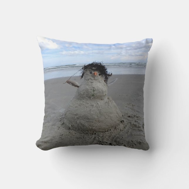 Cojín Decorativo Sandman de invierno en la playa (Anverso)