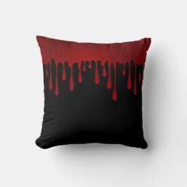 Cojín Decorativo Sangre de Satén Rojo que Gotea Halloween Gotea