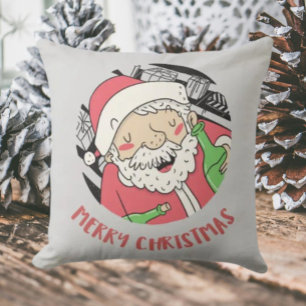 Cojín Decorativo Santa achispado   Almohadón divertido de vacacione