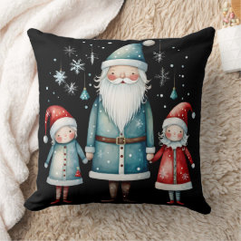 Cojín Decorativo Santa and Little Helpers Throw Pillow