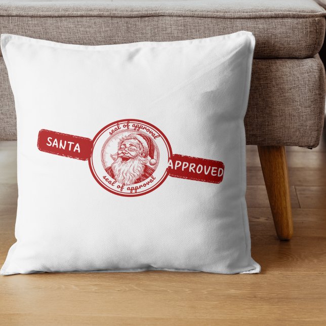 Cojín Decorativo Santa Aprobada, sello de Navidades, alegría de los (Subido por el creador)