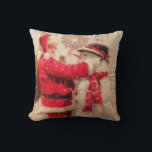 Cojín Decorativo Santa claus and snowman in snowfall<br><div class="desc">snowman santa claus christmas, 
cold colorful smile friends , 
scarf element frozen happiness, 
joy cheerful snowflake fun, 
smile red hat year, 
funny new xmas season, 
gift happy winter merry, 
art painting character celebration, 
happy snowfall snow holiday, 
christmas snowman santa claus , </div>