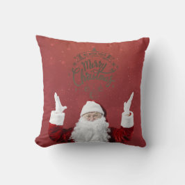 Cojín Decorativo Santa Claus, copos de nieve, rojo