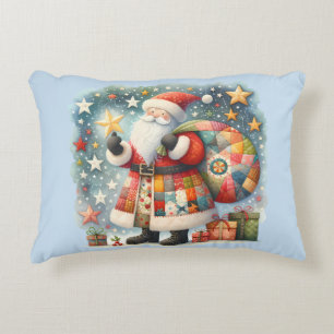Cojín Decorativo Santa Claus de Patchwork Acolchado con Estrellas d