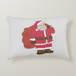 Cojín Decorativo Santa Claus de rojo con bolsa de regalo y anteojos