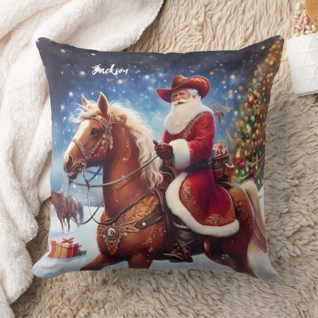 Cojín Decorativo Santa Claus del Oeste montando Navidades de caball (Manta)