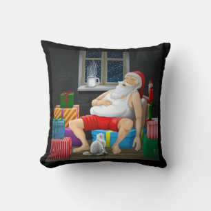 Cojín Decorativo Santa Claus está tomando un descanso para tomar ca