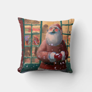 Cojín Decorativo Santa Claus frente a la tienda de juguetes AI Art