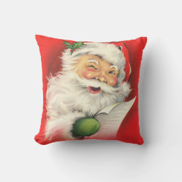 Cojín Decorativo Santa Claus Naughty Nice List Vintage Christmas