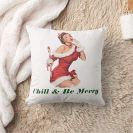 Cojín Decorativo Santa Claus Señora Vintage con Caña de Caramelo