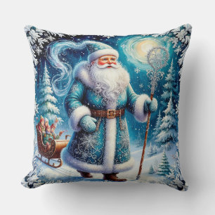 Cojín Decorativo Santa Claus tradicional en escena invernal festiva